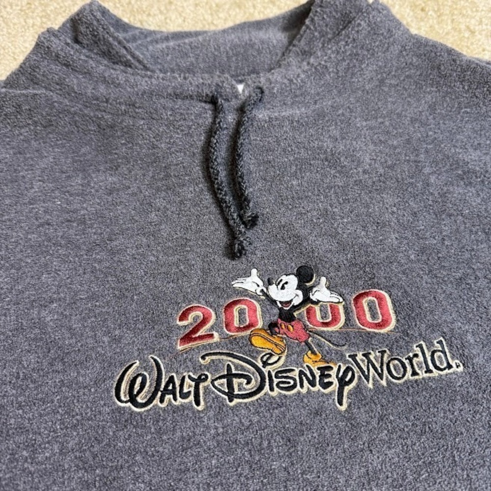 VTG Walt Disney World 2000 Fleece Pullover Mens 3X Gray Mickey USA Made